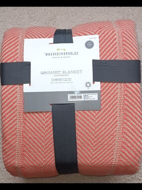 Target Coral & Cream Herringbone Throw Blanket
